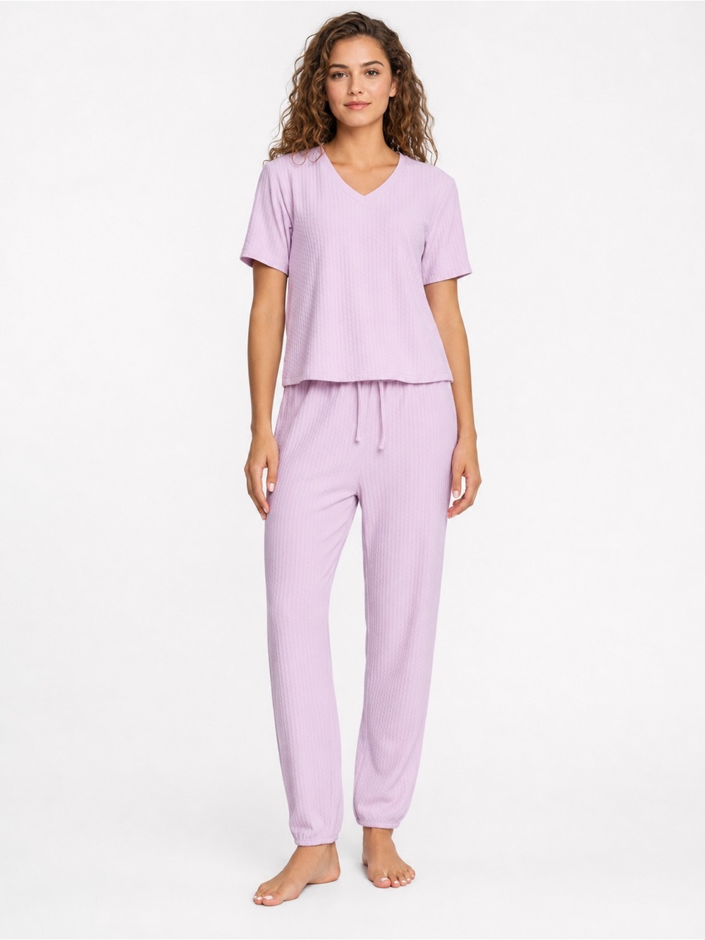 Honeydew Intimates Lavender Ribbed V-Neck Pajama Set